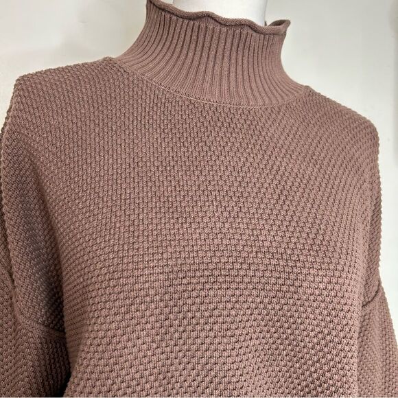 Free People Hailee Sweater Skirt Set M Brown Mock Neck Cropped Pullover Midi - Picture 10 of 13